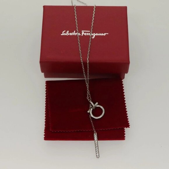 Salvatore Ferragamo Gancini Necklace metal Silver Auth - Picture 2 of 16